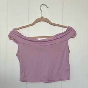 NWOT Boohoo light pink/lilac off the shoulder crop top size 8